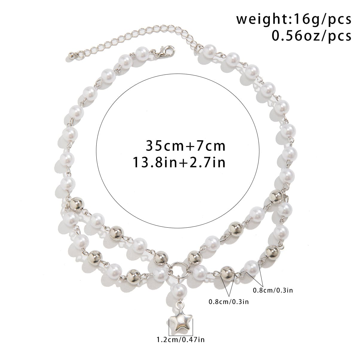 Bohemia Layered Star Pendant Two Tone Pearl Chain Necklace