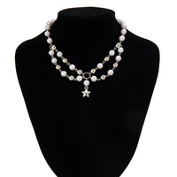 Thumbnail for Bohemia Layered Star Pendant Two Tone Pearl Chain Necklace