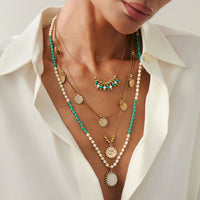 Thumbnail for Bohemia Layered Sun Hammered Round Disk Pendant Seed Beaded Necklace Set - ArtGalleryZen