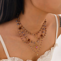 Thumbnail for Bohemia Layered Sun Moon Star Pendant Crystal Chain Necklace - ArtGalleryZen