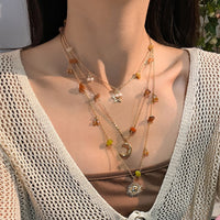 Thumbnail for Bohemia Layered Sun Moon Star Pendant Crystal Stone Chain Necklace - ArtGalleryZen