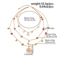 Thumbnail for Bohemia Layered Sun Moon Star Pendant Crystal Stone Chain Necklace - ArtGalleryZen