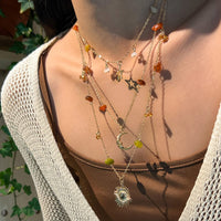 Thumbnail for Bohemia Layered Sun Moon Star Pendant Crystal Stone Chain Necklace - ArtGalleryZen