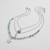 Thumbnail for Bohemia Layered Sun Moon Star Pendant Turquoise Stone Necklace Set - ArtGalleryZen