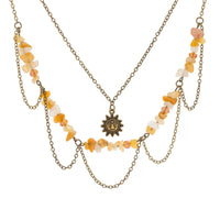 Thumbnail for Bohemia Layered Sun Pendant Turquoise Stone Tassel Chain Necklace - ArtGalleryZen