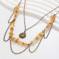 Thumbnail for Bohemia Layered Sun Pendant Turquoise Stone Tassel Chain Necklace - ArtGalleryZen