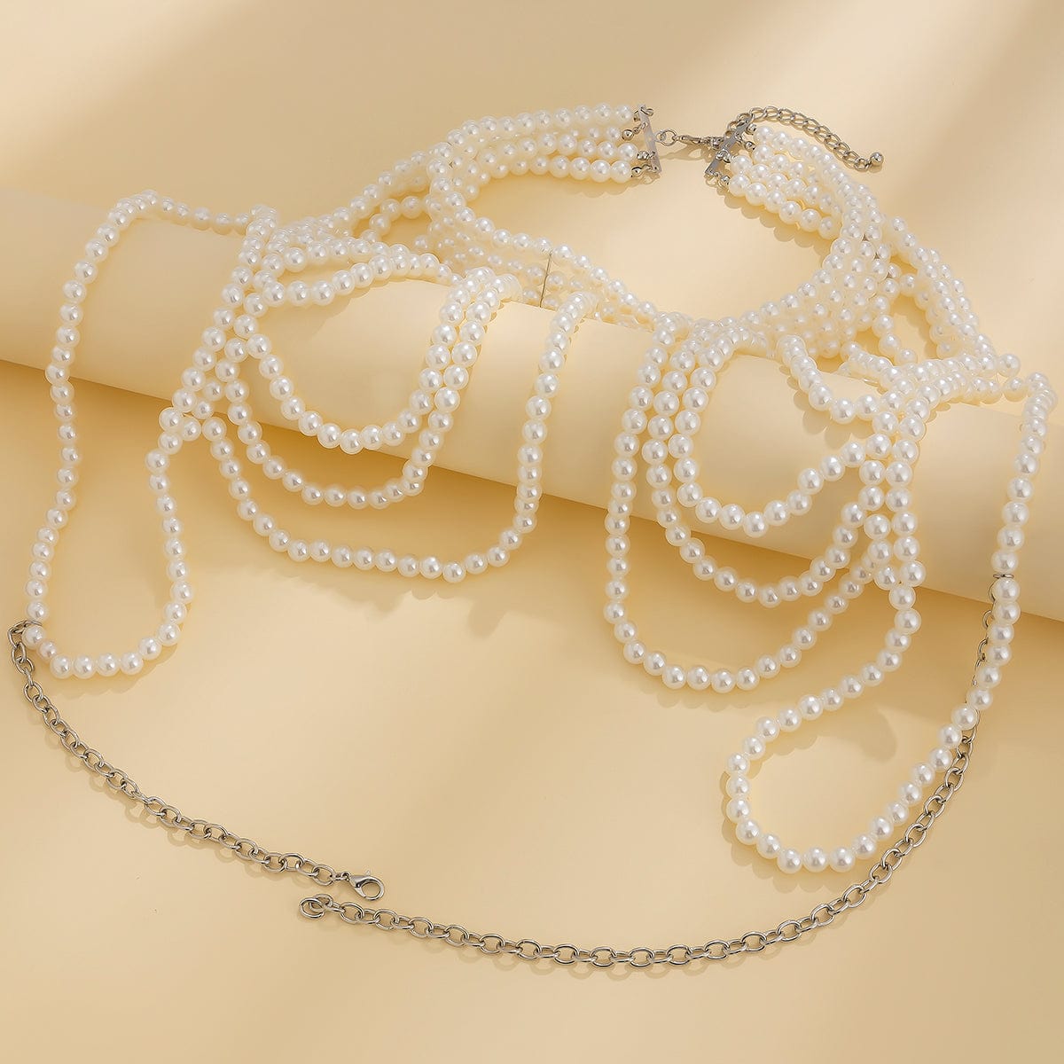 Bohemia Layered Three Tone Pearl Shoulder Necklace