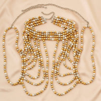 Thumbnail for Bohemia Layered Three Tone Pearl Shoulder Necklace