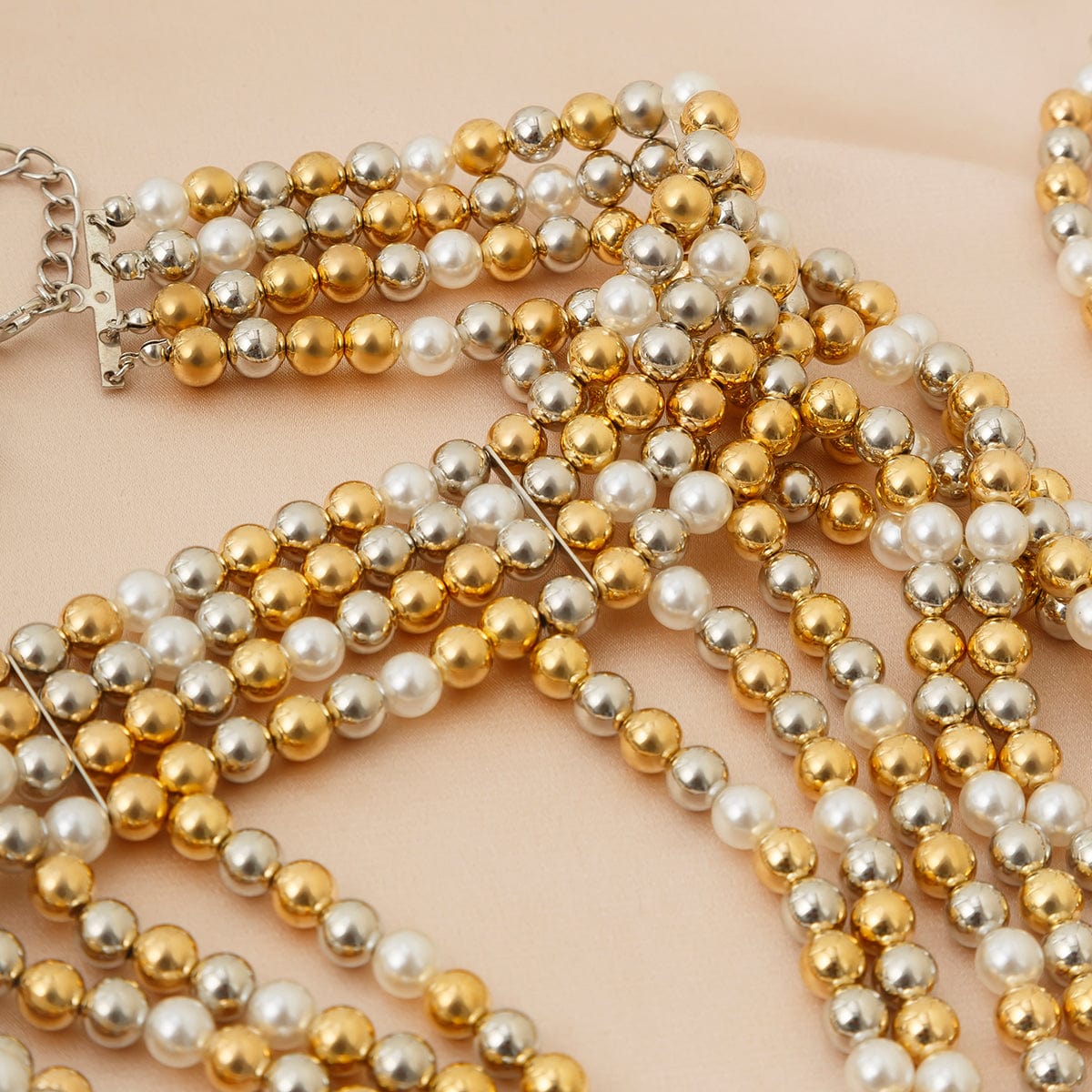 Bohemia Layered Three Tone Pearl Shoulder Necklace