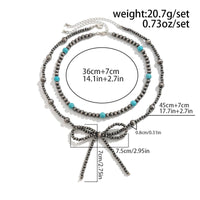 Thumbnail for Bohemia Layered Turquoise Beaded Bowknot Necklace Set - ArtGalleryZen