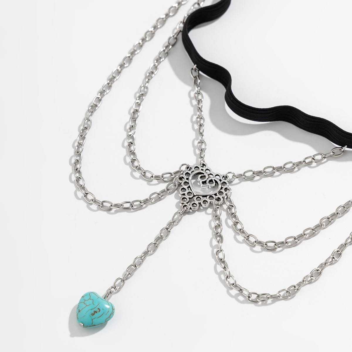 Bohemia Layered Turquoise Heart Charm Elastic Thigh Leg Chain