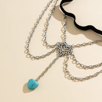 Thumbnail for Bohemia Layered Turquoise Heart Charm Elastic Thigh Leg Chain