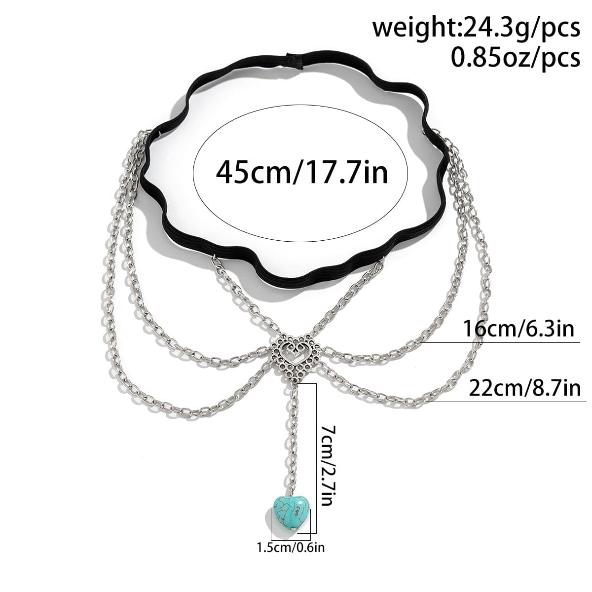 Bohemia Layered Turquoise Heart Charm Elastic Thigh Leg Chain