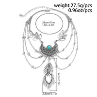 Thumbnail for Bohemia Layered Turquoise Inlaid Feather Pendant Arm Chain - ArtGalleryZen