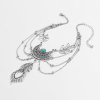 Thumbnail for Bohemia Layered Turquoise Inlaid Feather Pendant Arm Chain