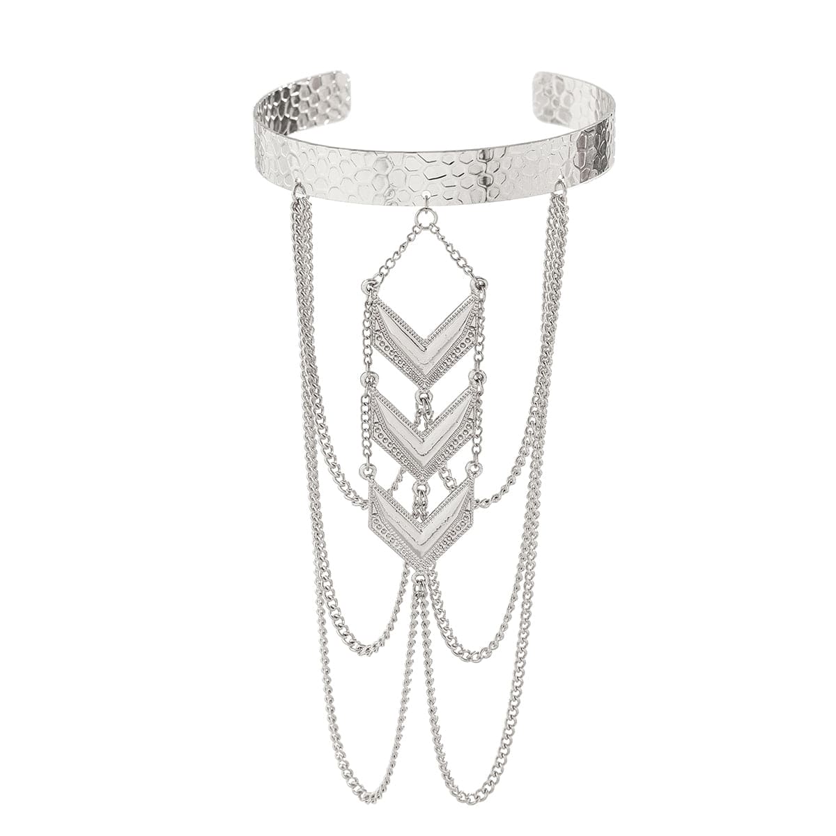 Bohemia Layered V Shaped Pendant Open Arm Cuff