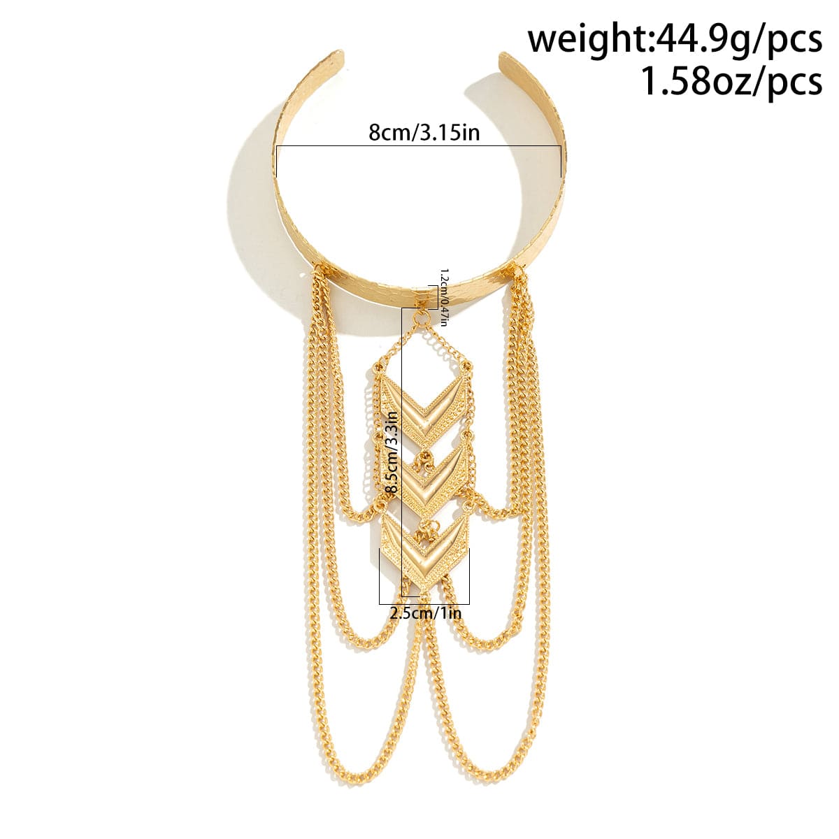 Bohemia Layered V Shaped Pendant Open Arm Cuff