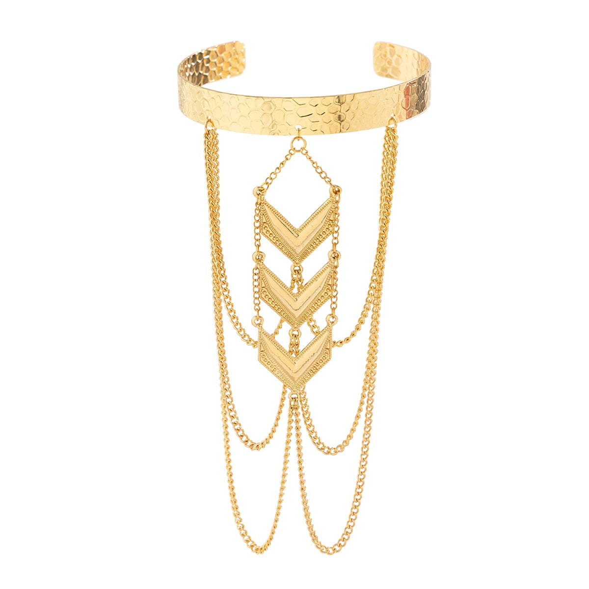 Bohemia Layered V Shaped Pendant Open Arm Cuff