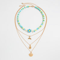 Thumbnail for Bohemia Mermaid Shell Starfish Flower Pendant Polymer Clay Necklace Set - ArtGalleryZen