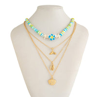 Thumbnail for Bohemia Mermaid Shell Starfish Flower Pendant Polymer Clay Necklace Set - ArtGalleryZen