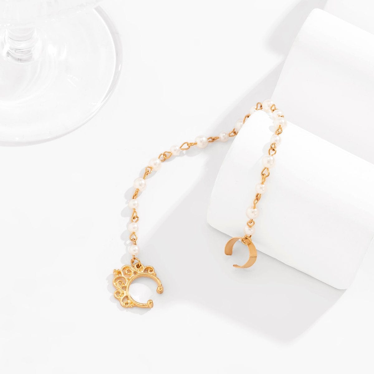 Bohemia No Piercing Nose To Ear Pearl Chain - ArtGalleryZen