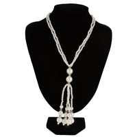 Thumbnail for Bohemia Pearl Crystal Tassel Long Chain Y Necklace - ArtGalleryZen