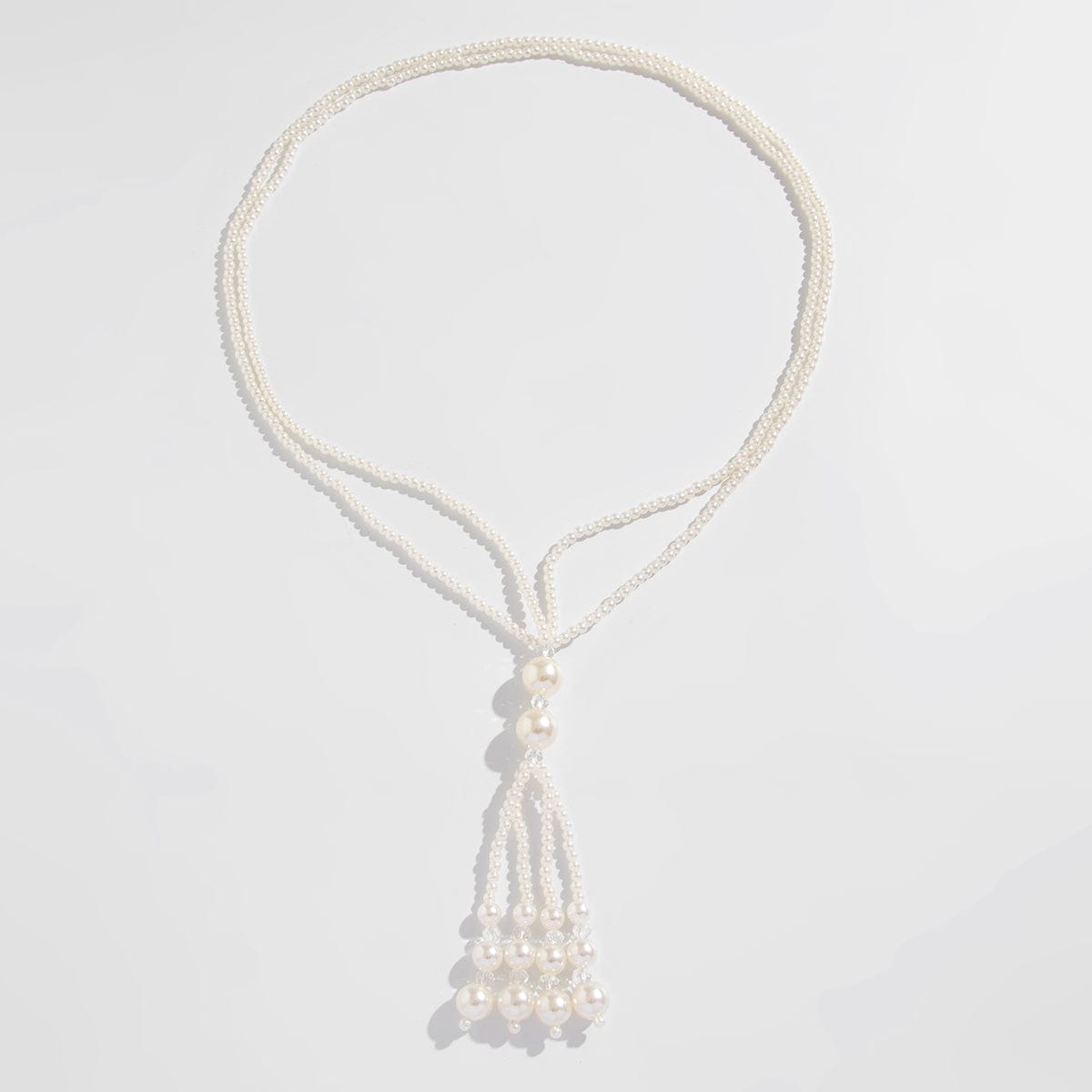 Bohemia Pearl Crystal Tassel Long Chain Y Necklace - ArtGalleryZen