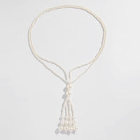 Thumbnail for Bohemia Pearl Crystal Tassel Long Chain Y Necklace - ArtGalleryZen