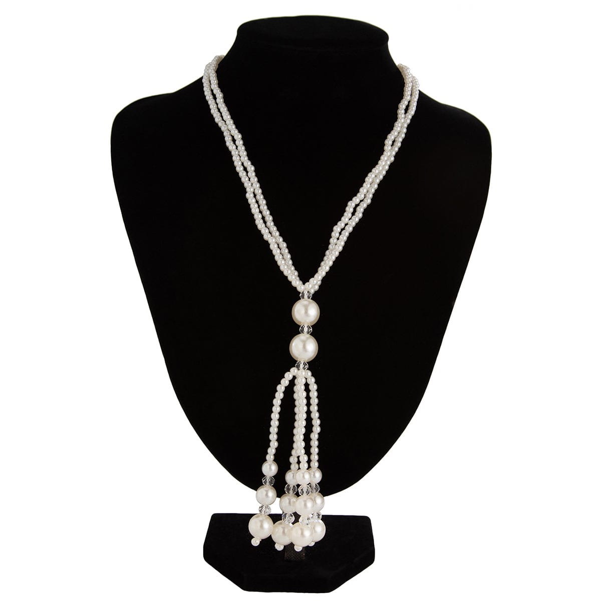 Bohemia Pearl Crystal Tassel Long Chain Y Necklace