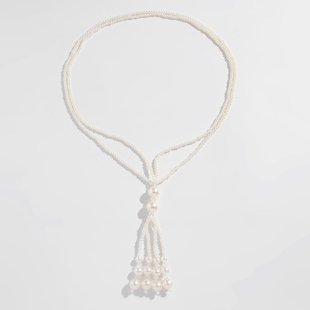 Bohemia Pearl Crystal Tassel Long Chain Y Necklace