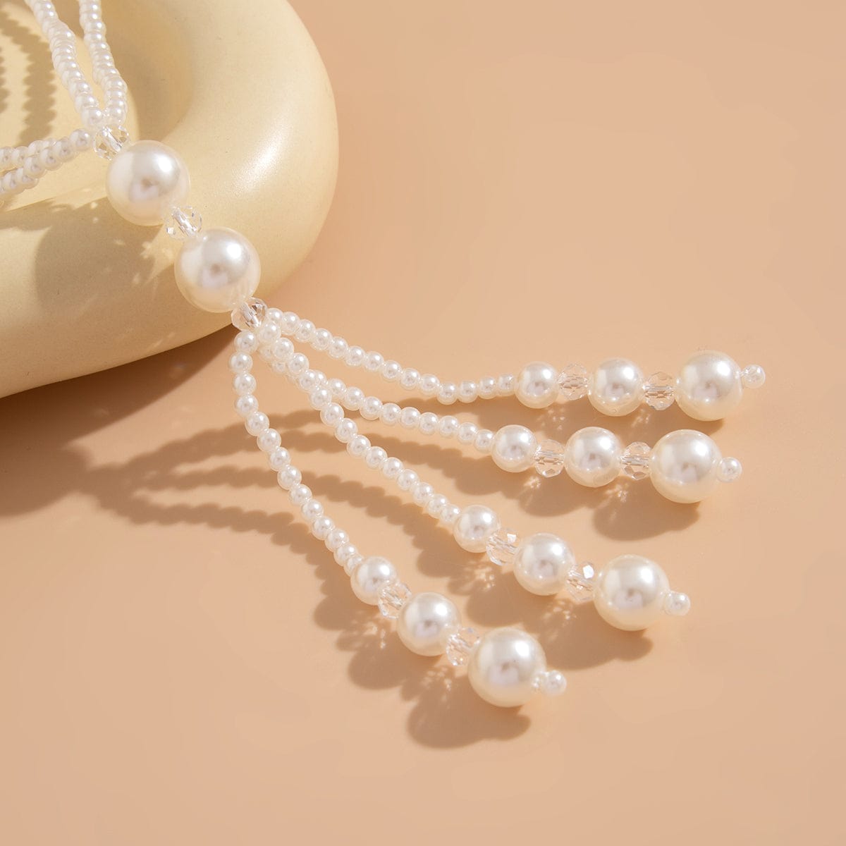 Bohemia Pearl Crystal Tassel Long Chain Y Necklace