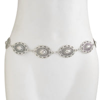 Thumbnail for Bohemia Pearl Inlaid Relief Oval Disk Waist Chain - ArtGalleryZen