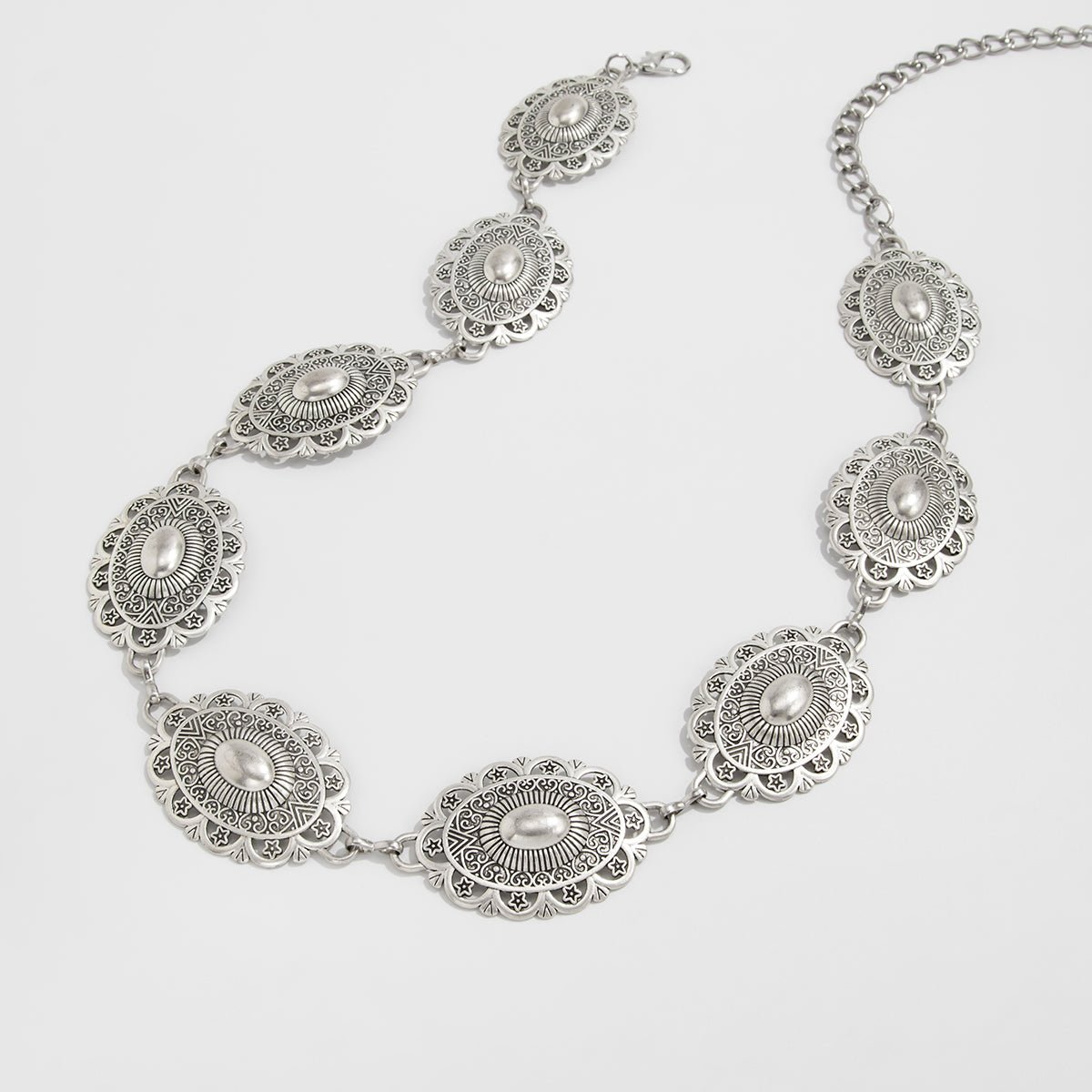 Bohemia Pearl Inlaid Relief Oval Disk Waist Chain - ArtGalleryZen