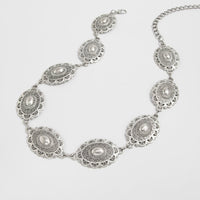 Thumbnail for Bohemia Pearl Inlaid Relief Oval Disk Waist Chain - ArtGalleryZen