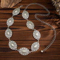 Thumbnail for Bohemia Pearl Inlaid Relief Oval Disk Waist Chain - ArtGalleryZen