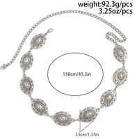 Thumbnail for Bohemia Pearl Inlaid Relief Oval Disk Waist Chain - ArtGalleryZen