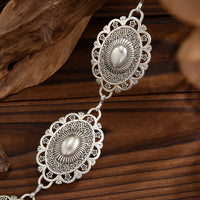 Thumbnail for Bohemia Pearl Inlaid Relief Oval Disk Waist Chain - ArtGalleryZen