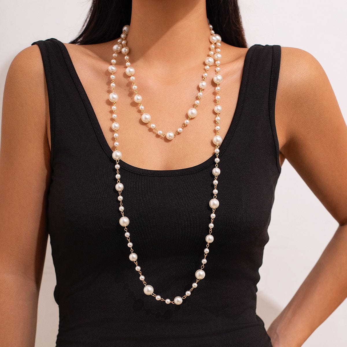 Bohemia Pearl Long Chain Necklace