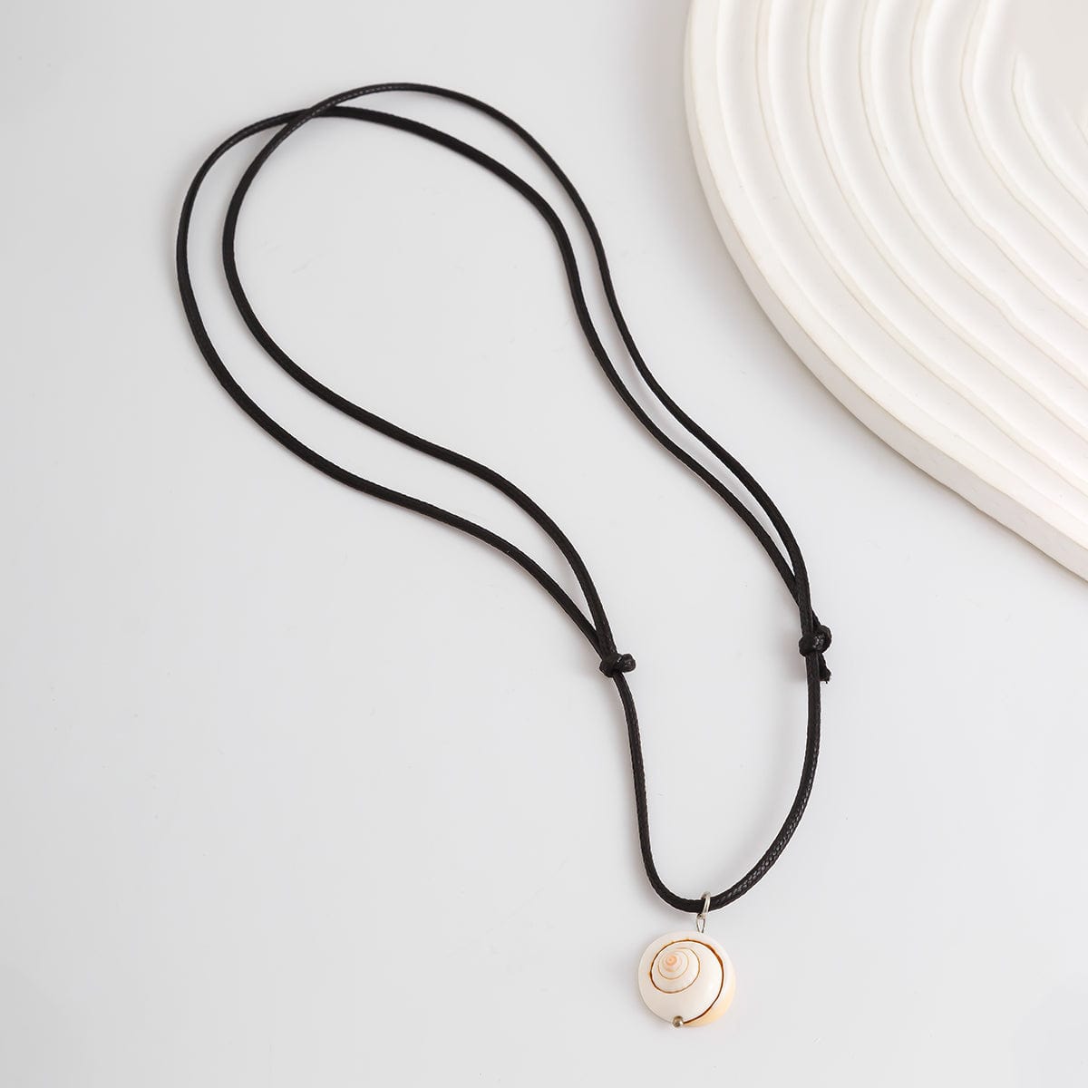 Bohemia Shell Pendant Wax Cord String Adjustable Necklace