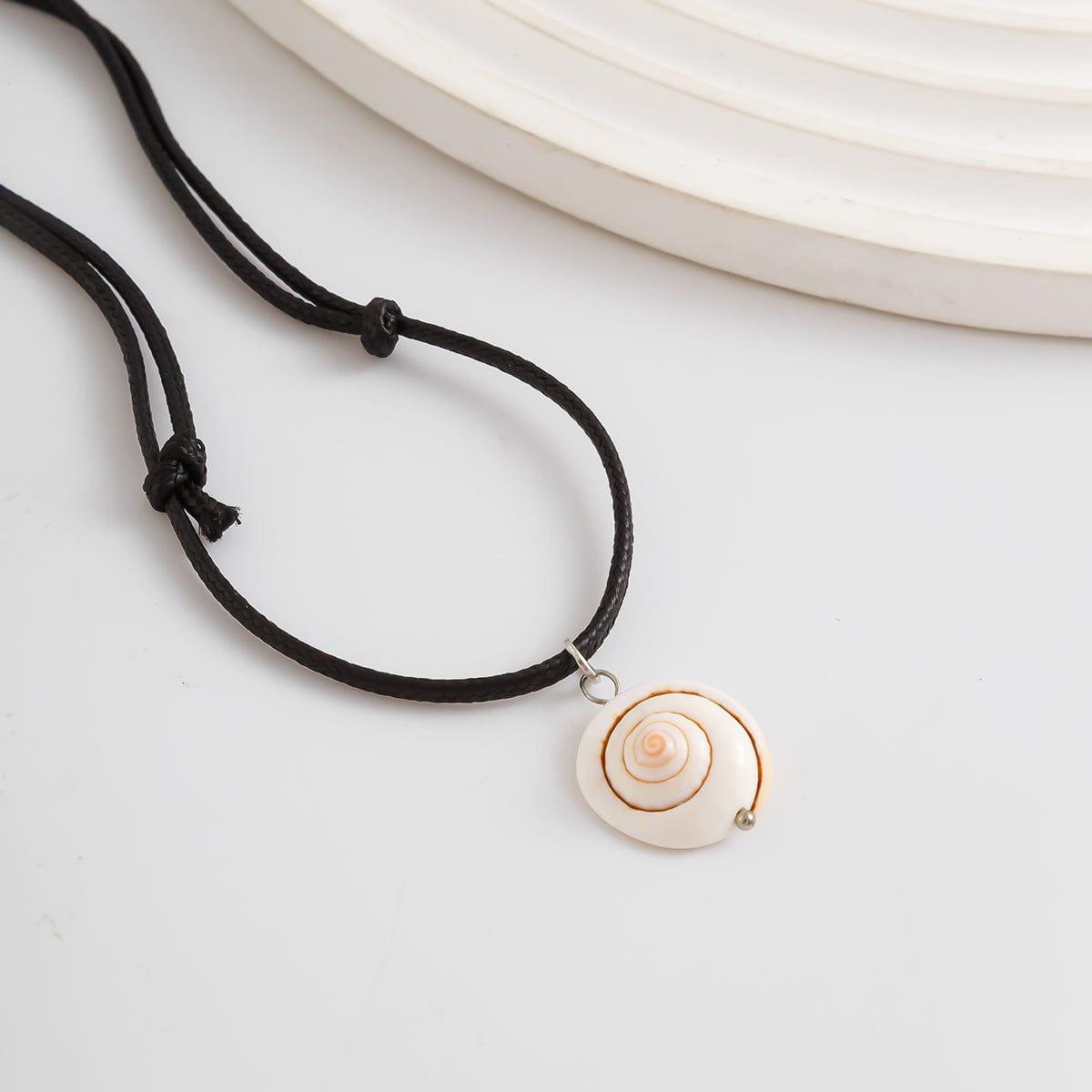 Bohemia Shell Pendant Wax Cord String Adjustable Necklace