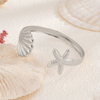 Thumbnail for Bohemia Shell Starfish Open Bangle Bracelet - ArtGalleryZen