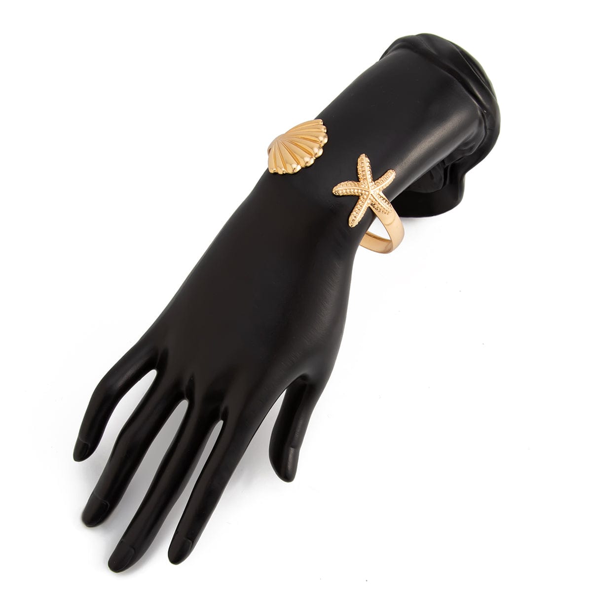 Bohemia Shell Starfish Open Bangle Bracelet - ArtGalleryZen