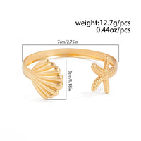 Thumbnail for Bohemia Shell Starfish Open Bangle Bracelet - ArtGalleryZen