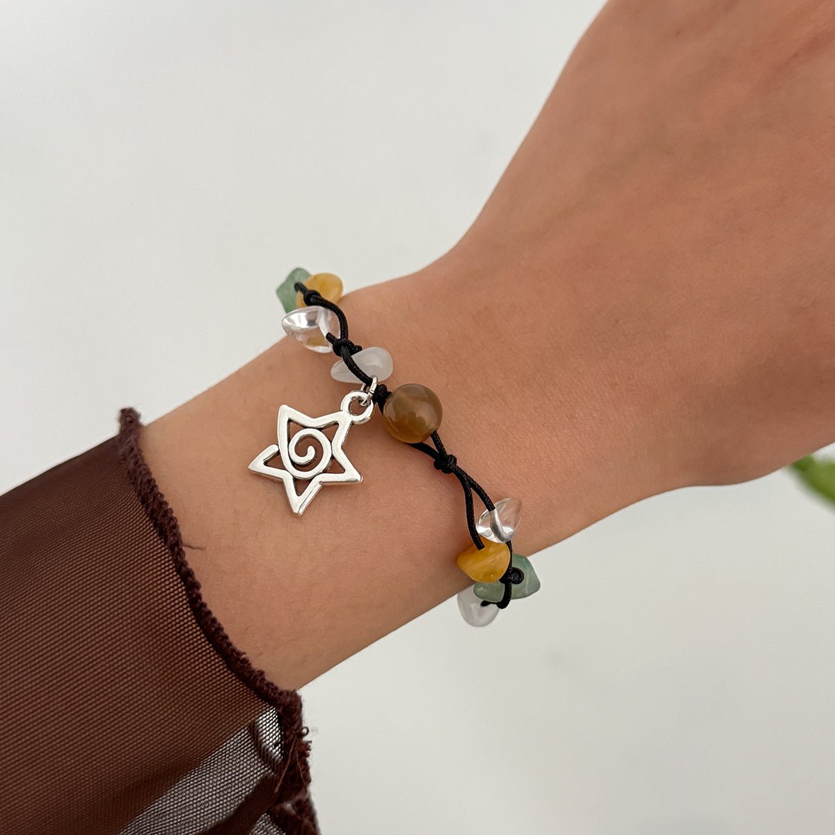 Bohemia Star Charm Turquoise Stone Wax Cord Bracelet - ArtGalleryZen