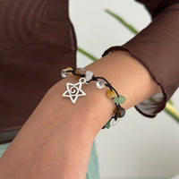 Thumbnail for Bohemia Star Charm Turquoise Stone Wax Cord Bracelet - ArtGalleryZen