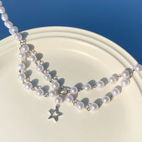 Thumbnail for Bohemia Star Pendant Layered Pearl Chain Necklace