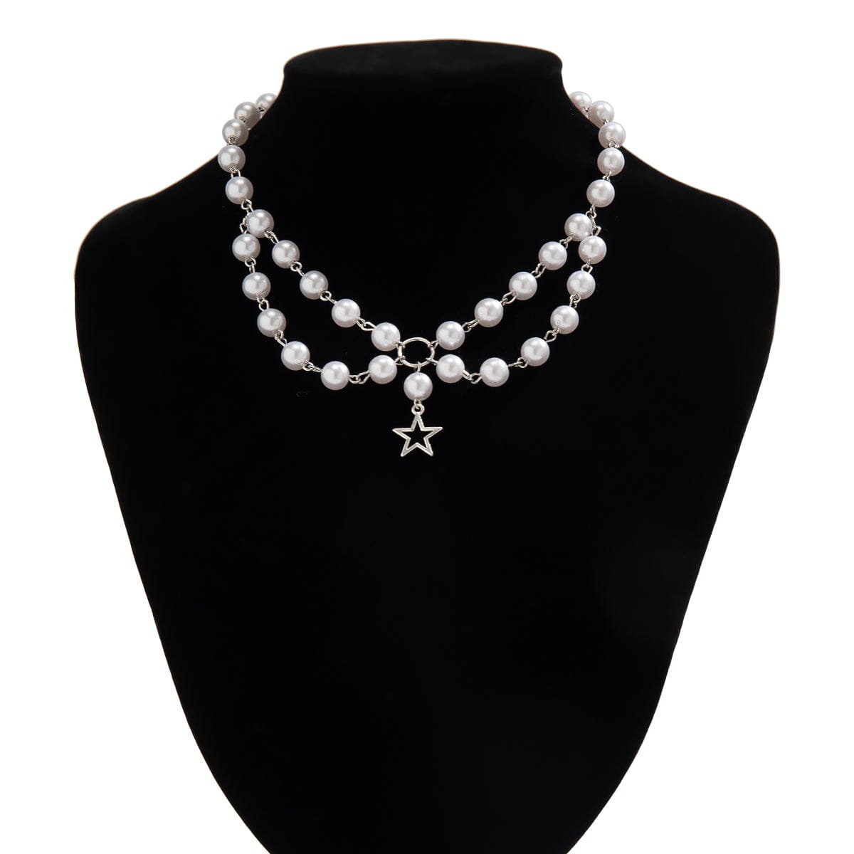 Bohemia Star Pendant Layered Pearl Chain Necklace