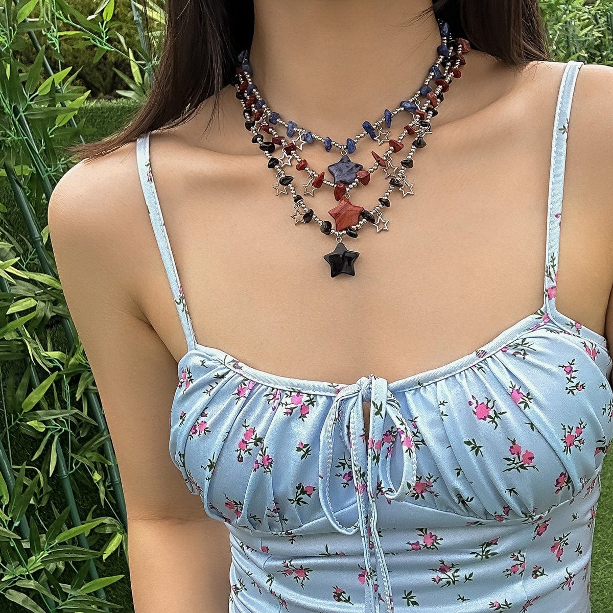 Bohemia Star Tassel Turquoise Stone Choker Necklace - ArtGalleryZen