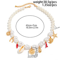 Thumbnail for Bohemia Sun Conch Angel Charm Irregular Pearl Chain Necklace - ArtGalleryZen