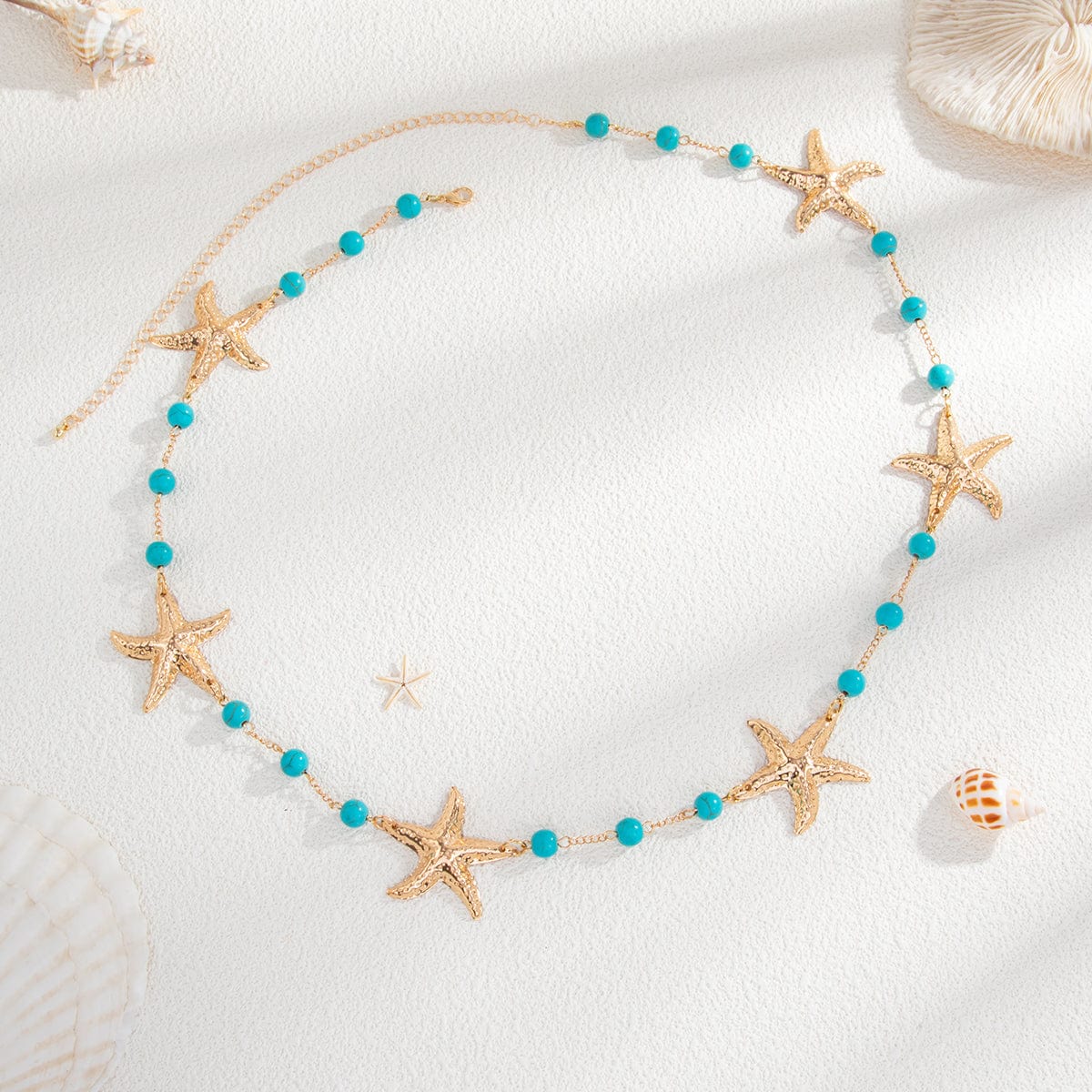 Bohemia Textured Starfish Turquoise Waist Chain - ArtGalleryZen